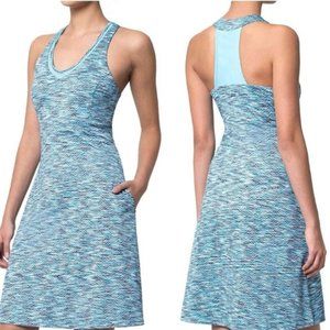 MPG blue athletic dress pockets razorback light bra support stretch med or lrg